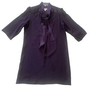 KYUMI New York 100% Silk Dress Royal Purple Size Medium M Tie Front Mini